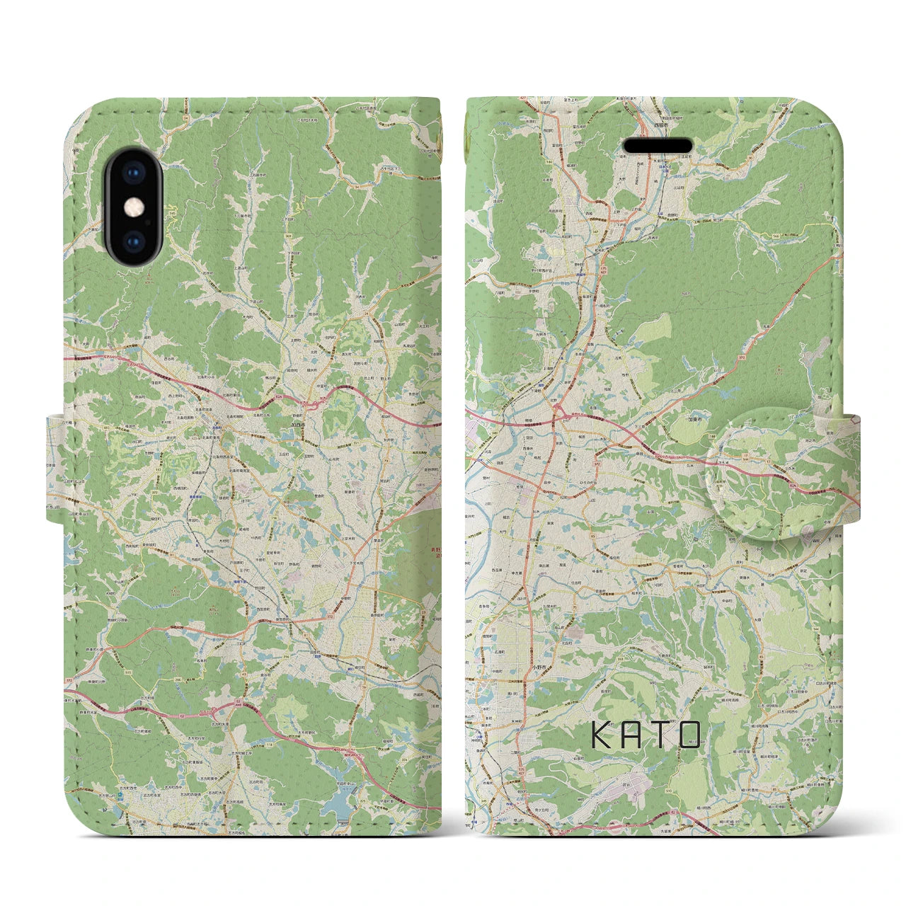 【加東(兵庫県)】地図柄iPhoneケース(手帳タイプ)ナチュラル・iPhone XS / X 用