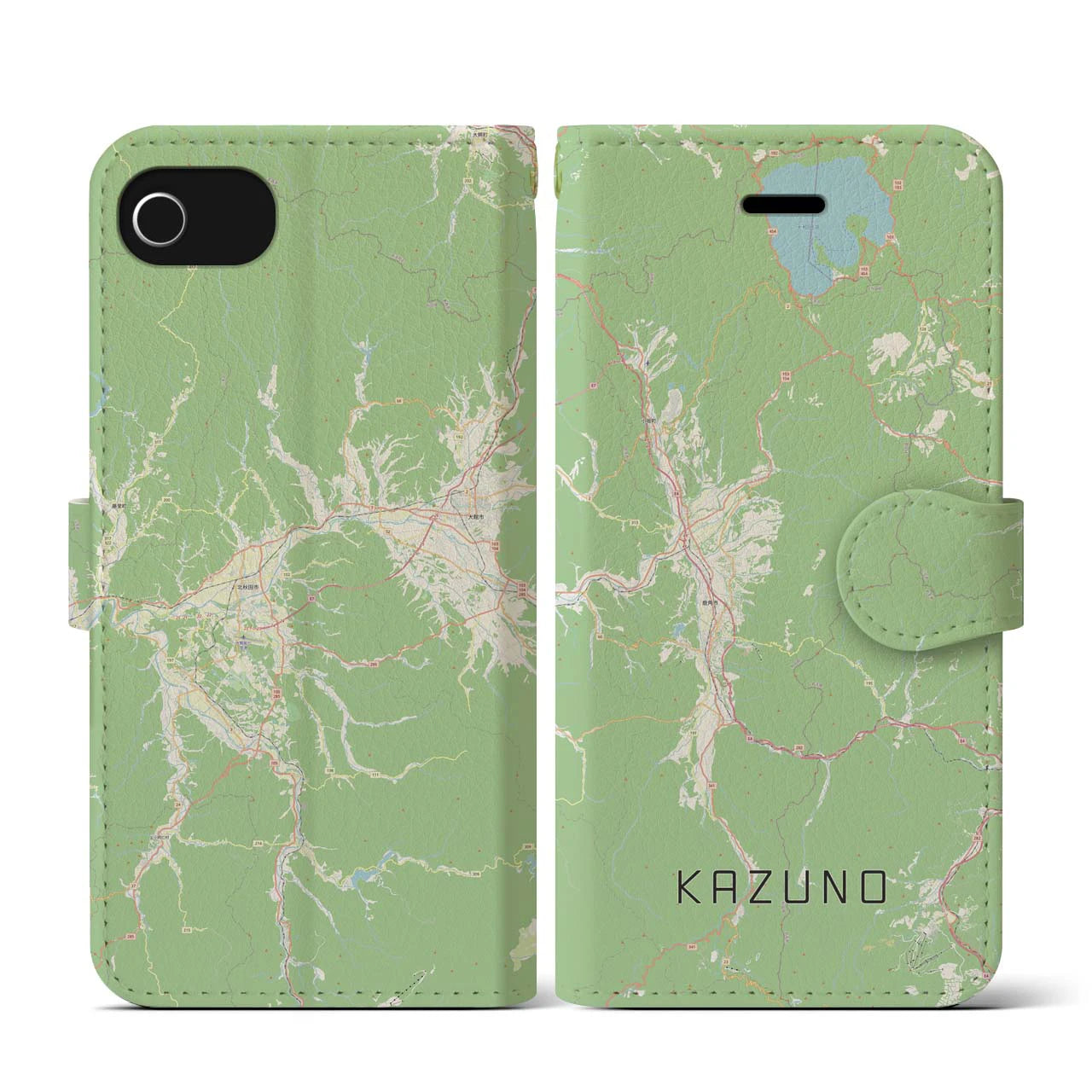 【鹿角(秋田県)】地図柄iPhoneケース(手帳タイプ)ナチュラル・iPhone SE(第3 / 第2世代) / 8 / 7 / 6s / 6 用