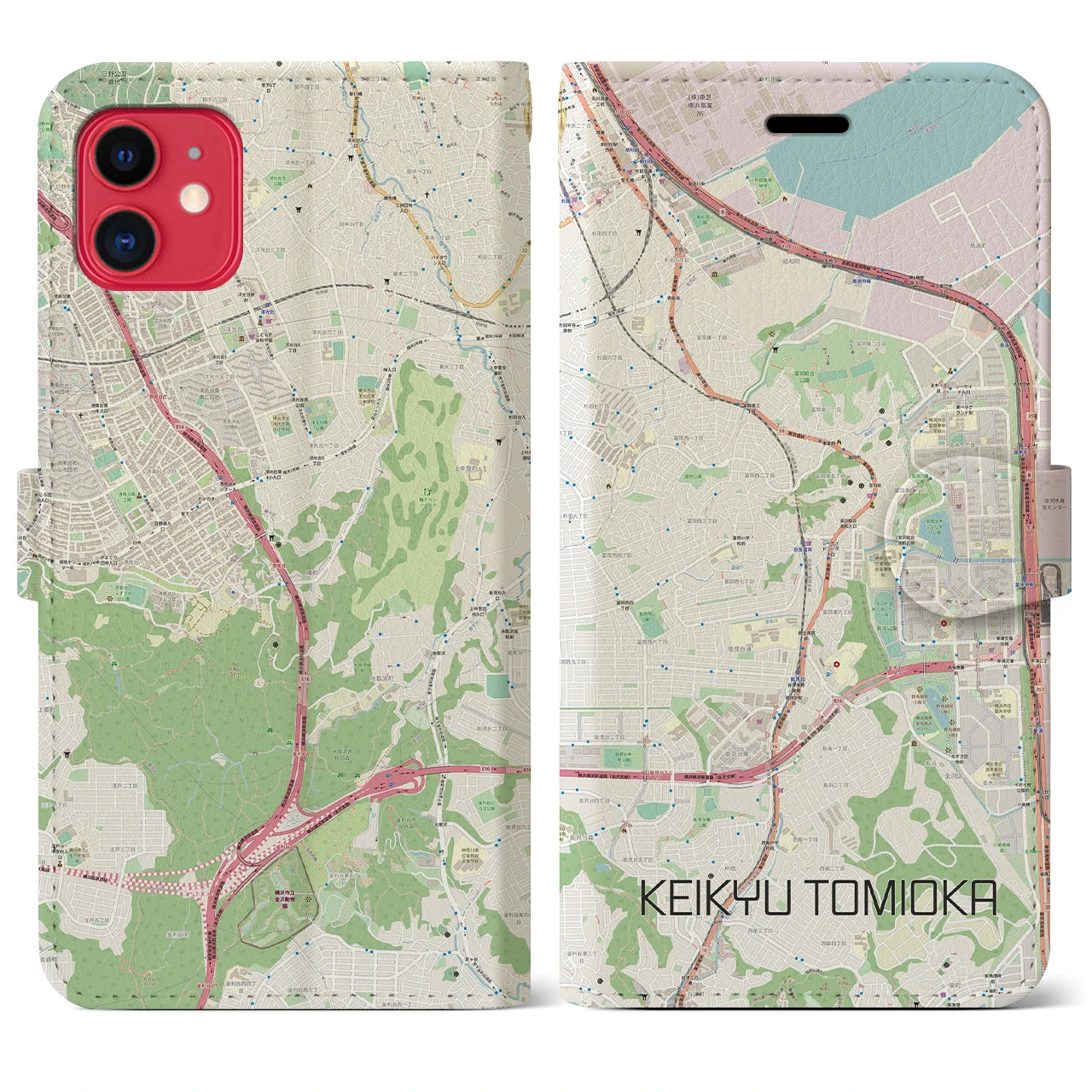 【京急富岡(神奈川県)】地図柄iPhoneケース(手帳タイプ)ナチュラル・iPhone 11 用