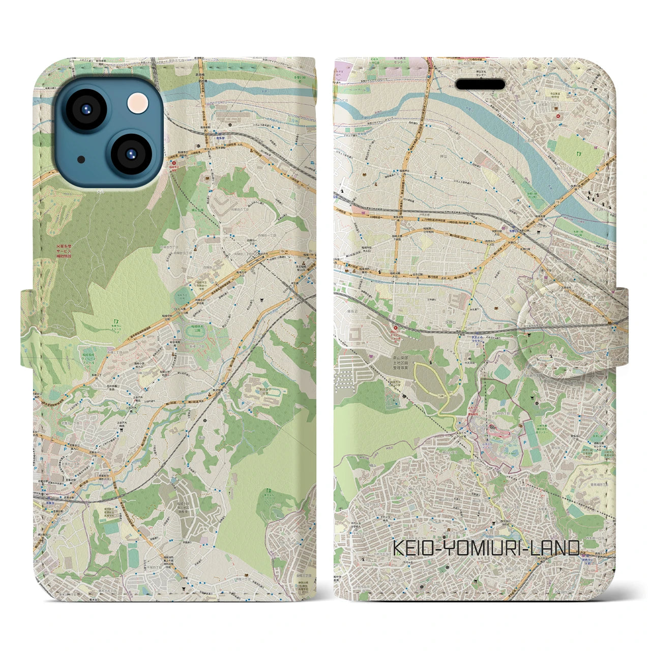 【京王よみうりランド(東京都)】地図柄iPhoneケース(手帳タイプ)ナチュラル・iPhone 13 用