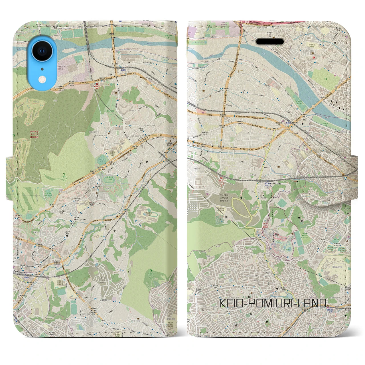 【京王よみうりランド(東京都)】地図柄iPhoneケース(手帳タイプ)ナチュラル・iPhone XR 用