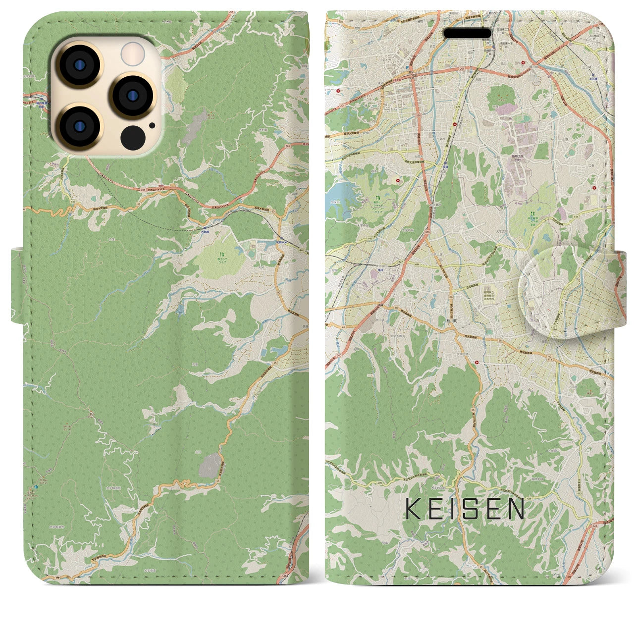 【桂川(福岡県)】地図柄iPhoneケース(手帳タイプ)ナチュラル・iPhone 12 Pro Max 用