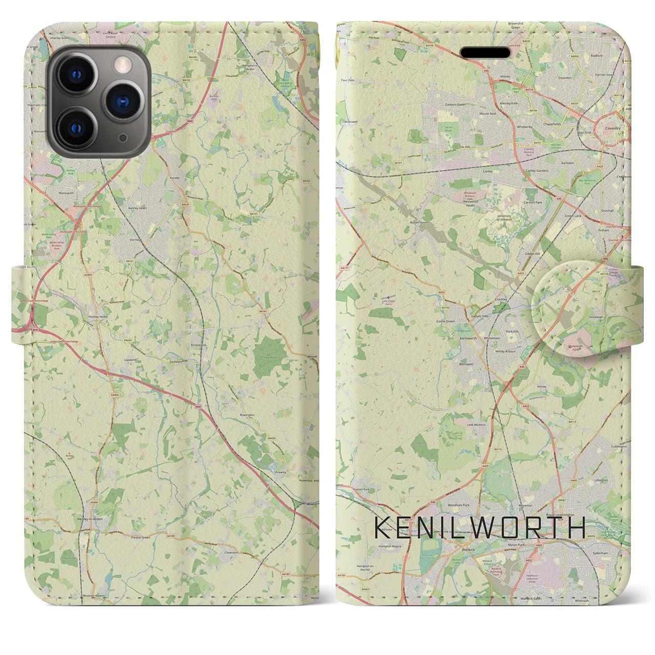 【ケニルワース(イギリス)】地図柄iPhoneケース(手帳タイプ)ナチュラル・iPhone 11 Pro Max 用