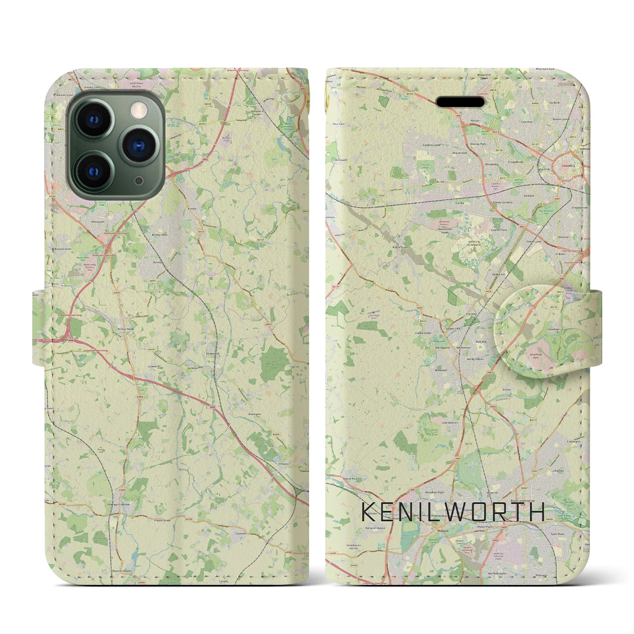 【ケニルワース(イギリス)】地図柄iPhoneケース(手帳タイプ)ナチュラル・iPhone 11 Pro 用