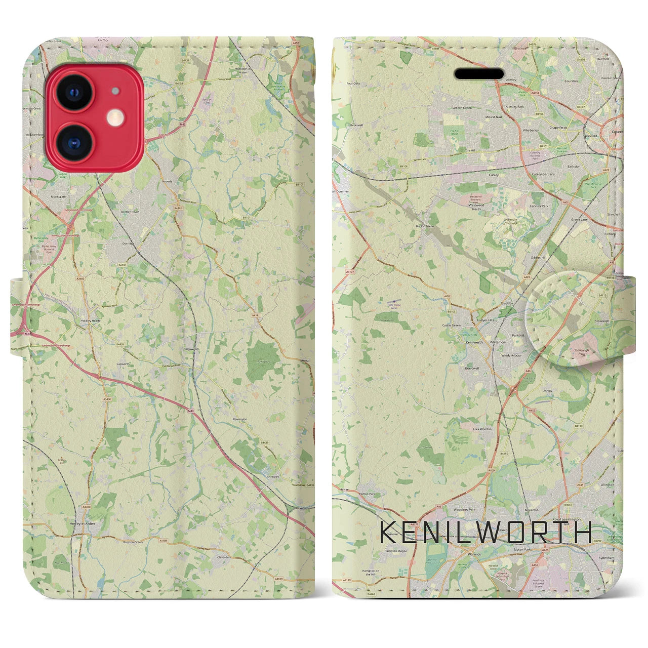 【ケニルワース(イギリス)】地図柄iPhoneケース(手帳タイプ)ナチュラル・iPhone 11 用