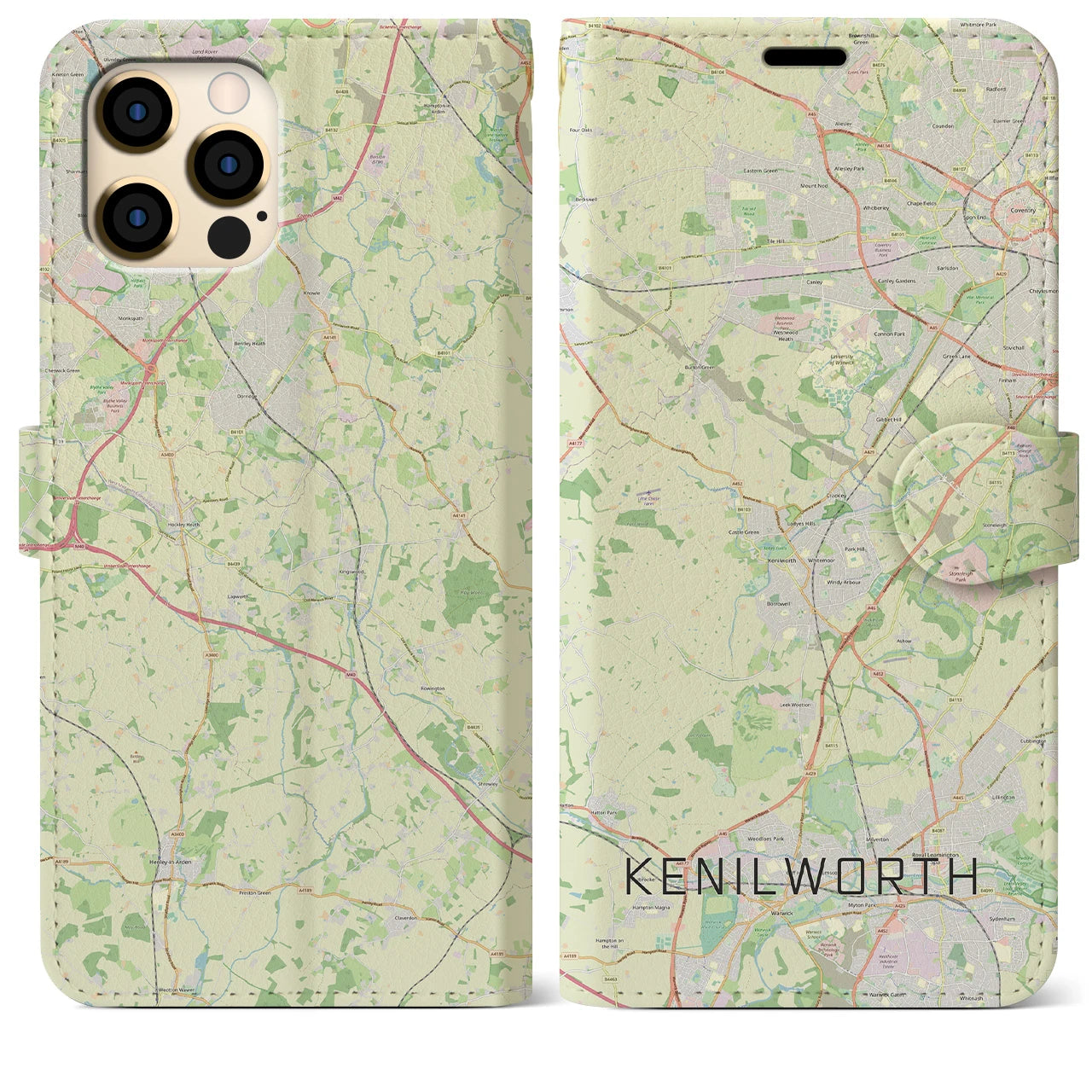 【ケニルワース(イギリス)】地図柄iPhoneケース(手帳タイプ)ナチュラル・iPhone 12 Pro Max 用