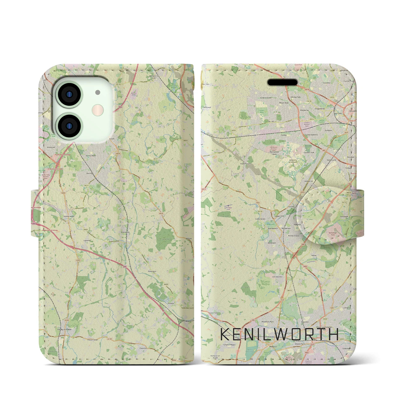 【ケニルワース(イギリス)】地図柄iPhoneケース(手帳タイプ)ナチュラル・iPhone 12 mini 用