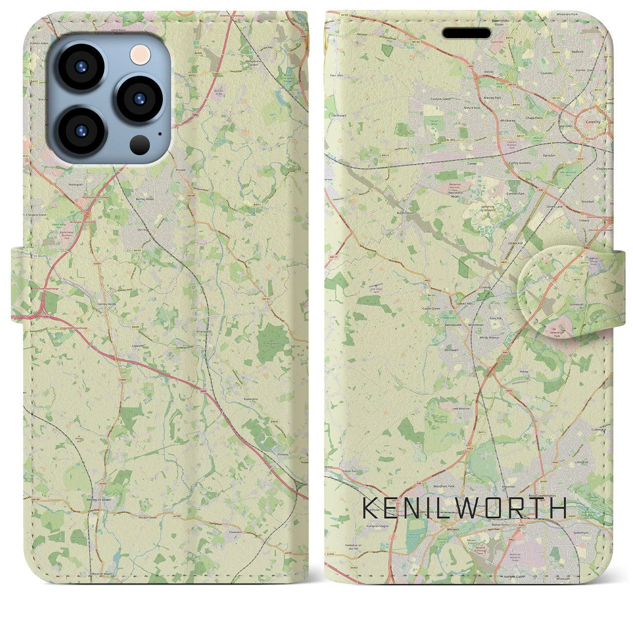 【ケニルワース(イギリス)】地図柄iPhoneケース(手帳タイプ)ナチュラル・iPhone 13 Pro Max 用