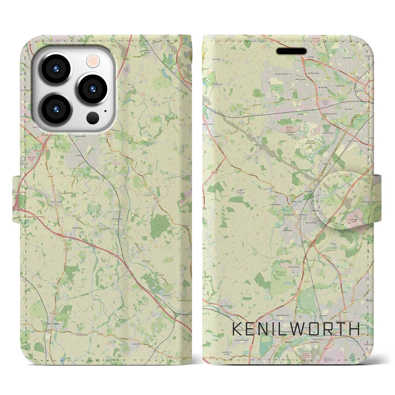 【ケニルワース(イギリス)】地図柄iPhoneケース(手帳タイプ)ナチュラル・iPhone 13 Pro 用