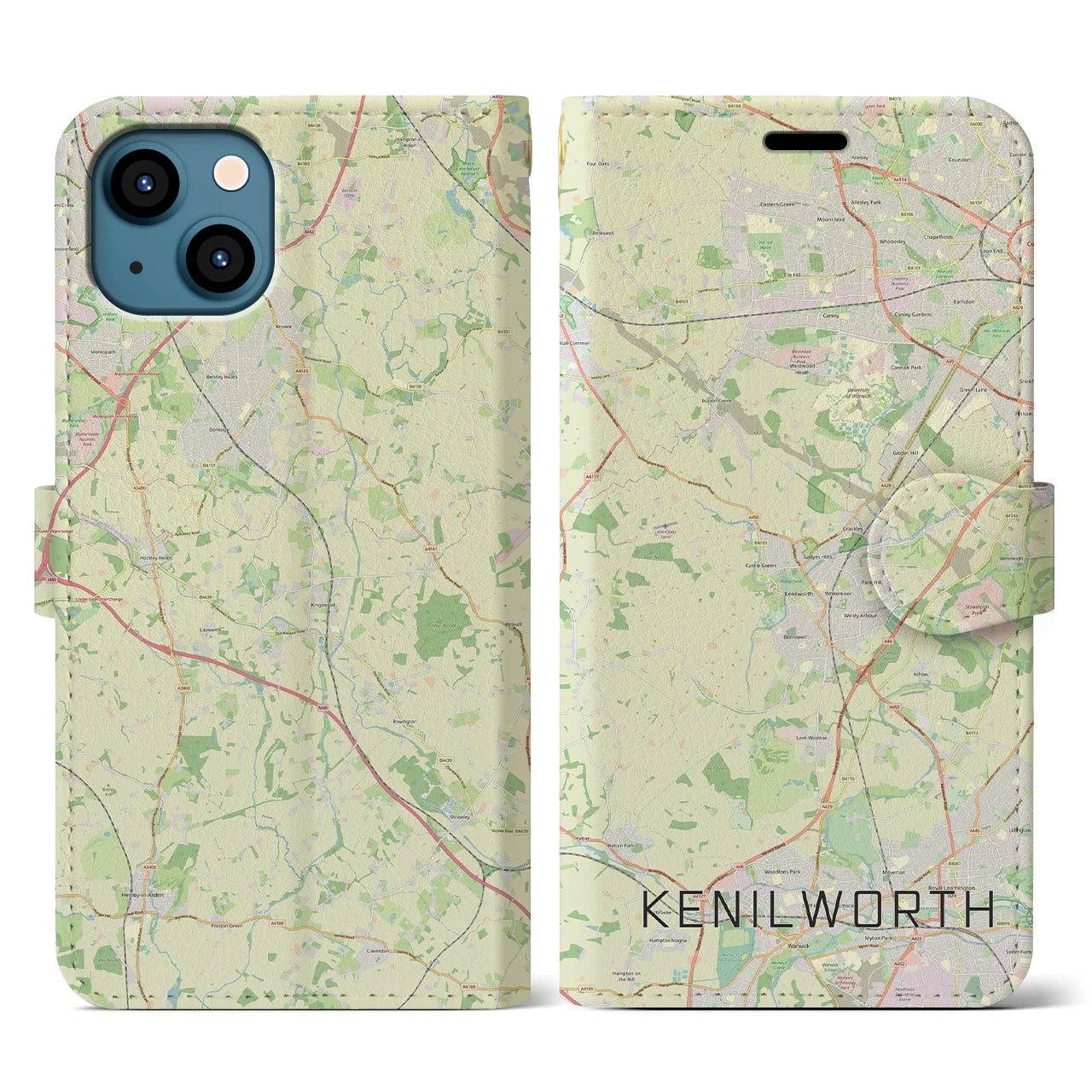 【ケニルワース(イギリス)】地図柄iPhoneケース(手帳タイプ)ナチュラル・iPhone 13 用
