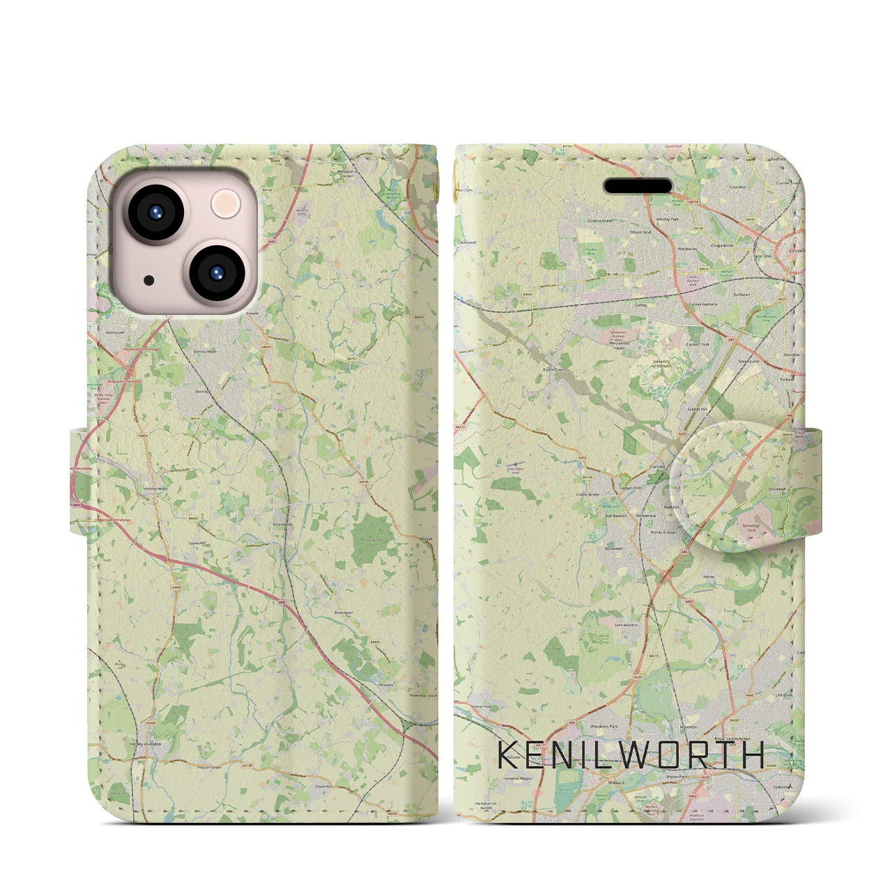 【ケニルワース(イギリス)】地図柄iPhoneケース(手帳タイプ)ナチュラル・iPhone 13 mini 用