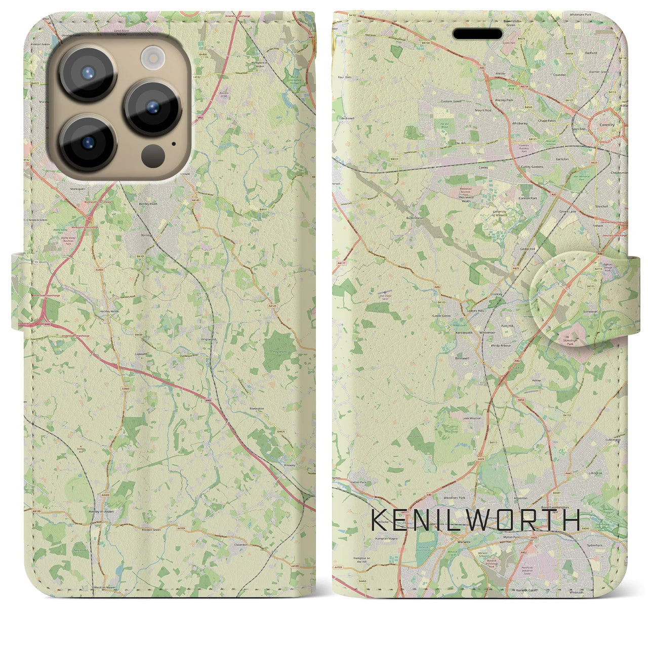 【ケニルワース(イギリス)】地図柄iPhoneケース(手帳タイプ)ナチュラル・iPhone 14 Pro Max 用