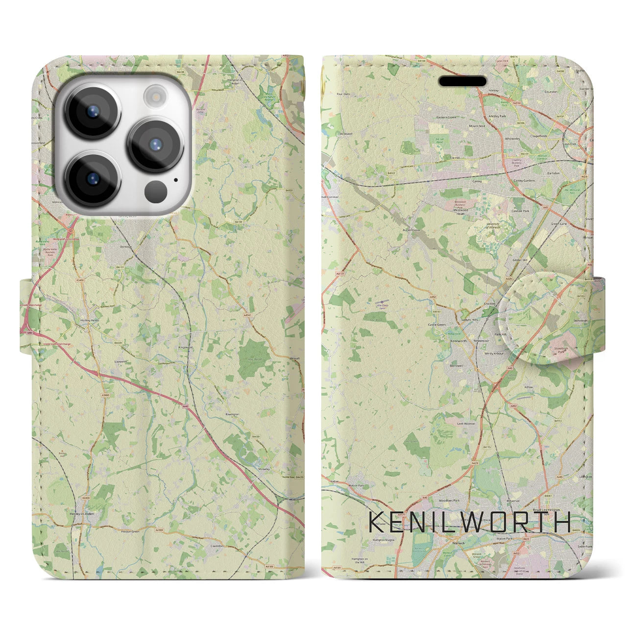 【ケニルワース(イギリス)】地図柄iPhoneケース(手帳タイプ)ナチュラル・iPhone 14 Pro 用
