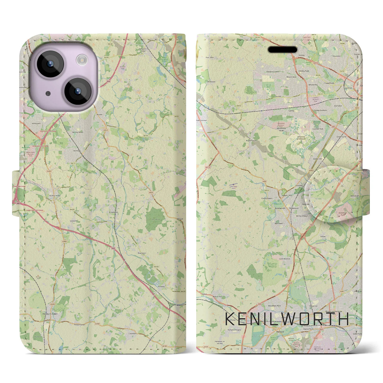 【ケニルワース(イギリス)】地図柄iPhoneケース(手帳タイプ)ナチュラル・iPhone 14 用