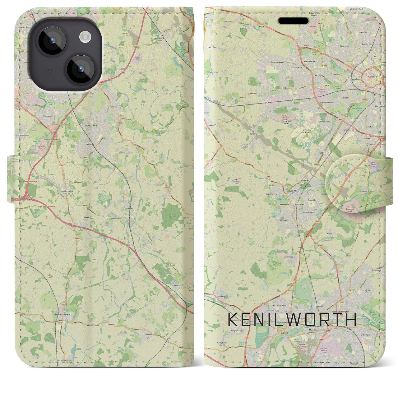 【ケニルワース(イギリス)】地図柄iPhoneケース(手帳タイプ)ナチュラル・iPhone 14 Plus 用