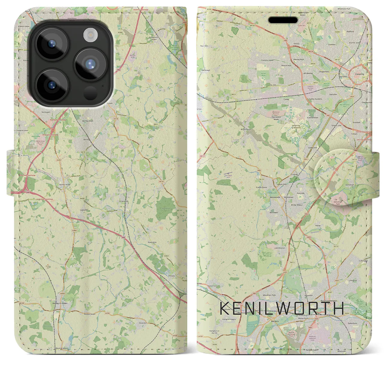 【ケニルワース(イギリス)】地図柄iPhoneケース(手帳タイプ)ナチュラル・iPhone 15 Pro Max 用