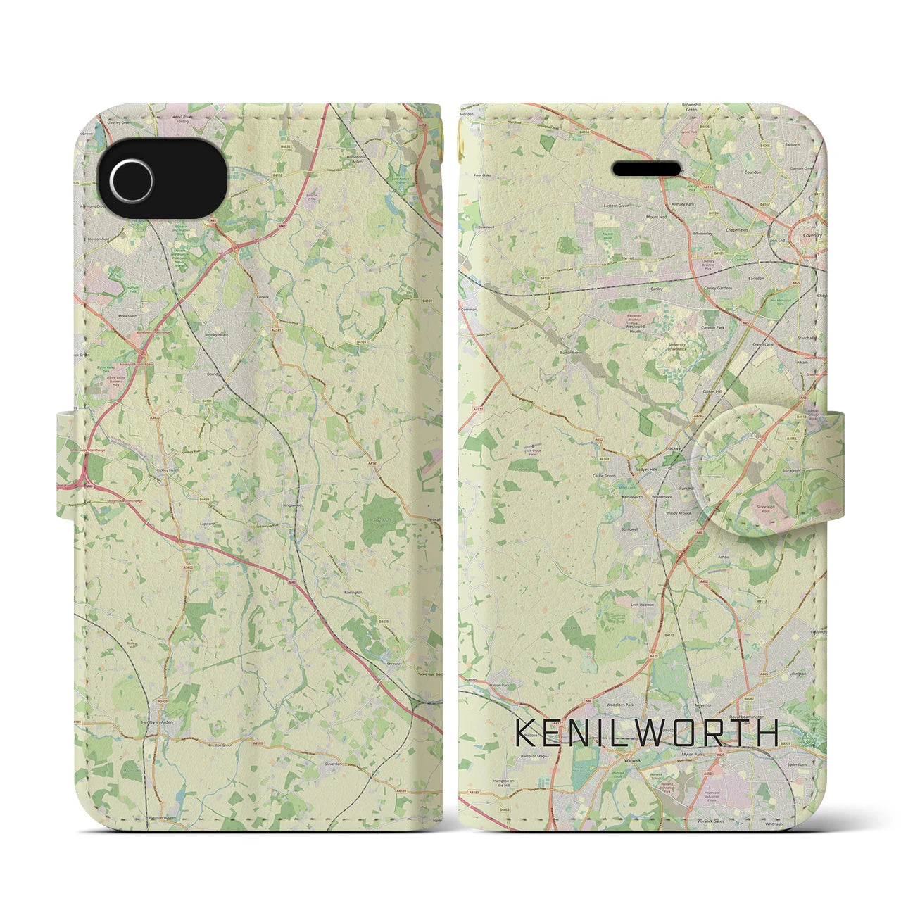 【ケニルワース(イギリス)】地図柄iPhoneケース(手帳タイプ)ナチュラル・iPhone SE(第3 / 第2世代) / 8 / 7 / 6s / 6 用