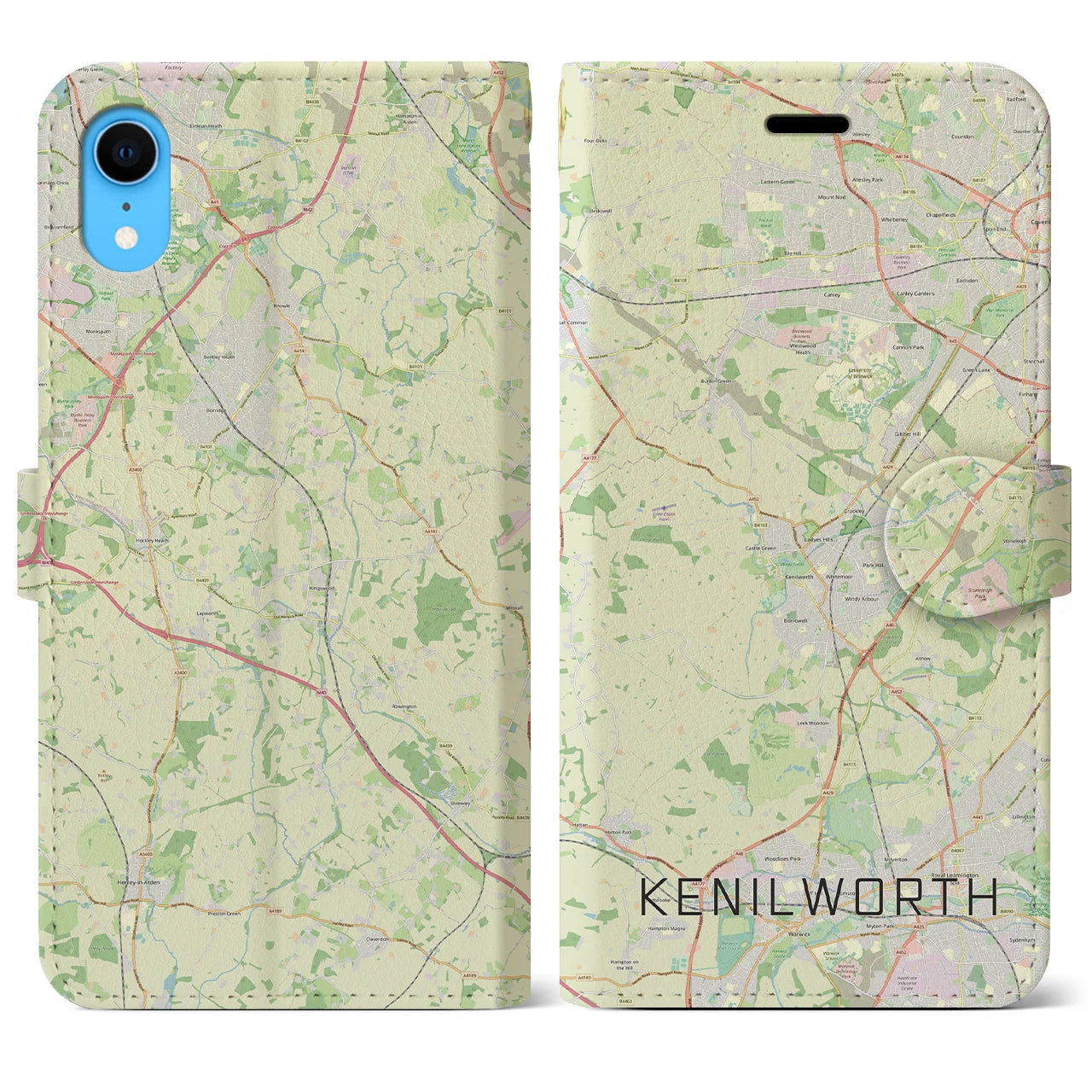 【ケニルワース(イギリス)】地図柄iPhoneケース(手帳タイプ)ナチュラル・iPhone XR 用