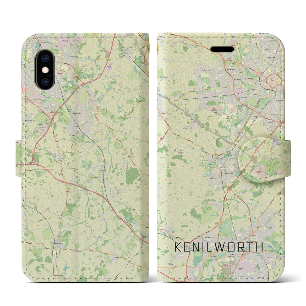 【ケニルワース(イギリス)】地図柄iPhoneケース(手帳タイプ)ナチュラル・iPhone XS / X 用