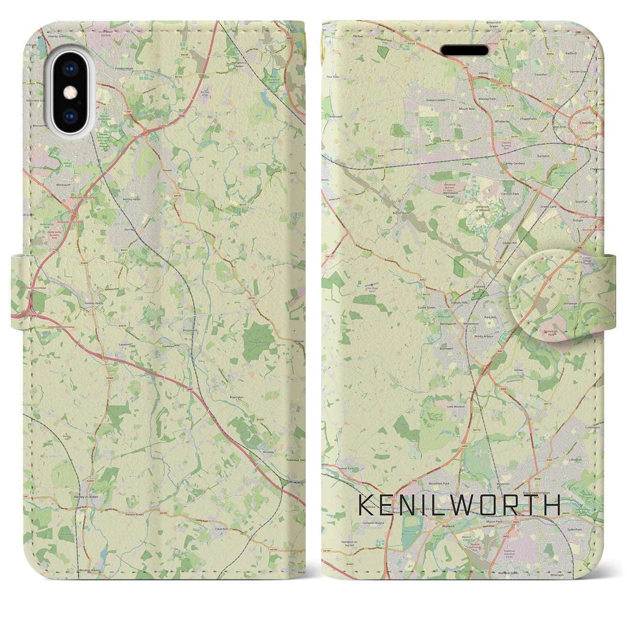 【ケニルワース(イギリス)】地図柄iPhoneケース(手帳タイプ)ナチュラル・iPhone XS Max 用