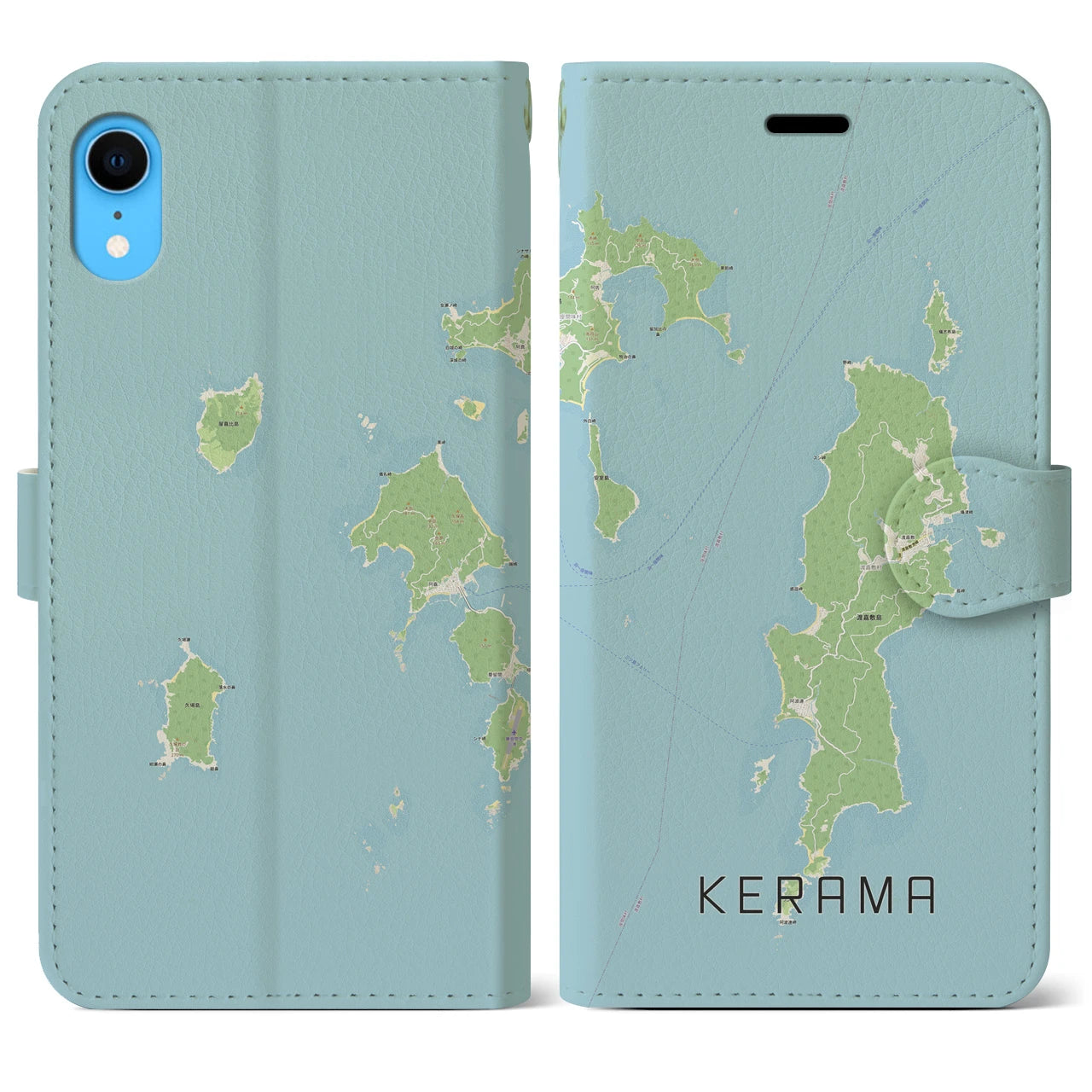 【慶良間(沖縄県)】地図柄iPhoneケース(手帳タイプ)ナチュラル・iPhone XR 用
