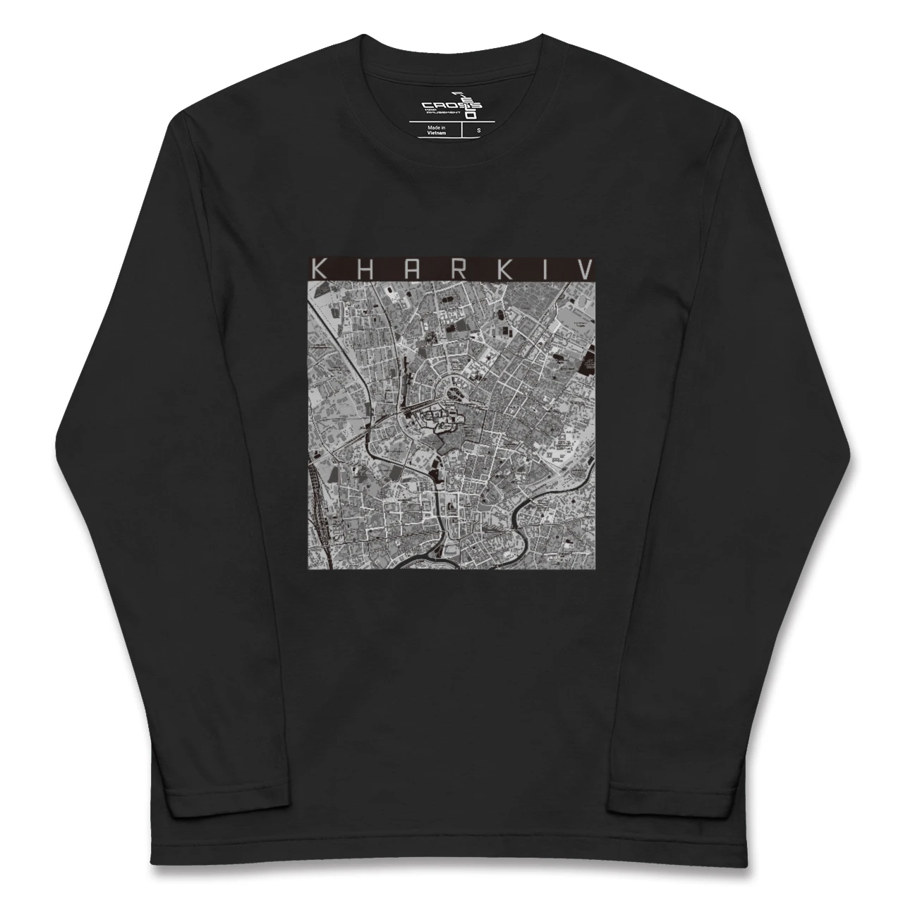 【ハルキウ(ウクライナ)】地図柄ロングスリーブTシャツ
