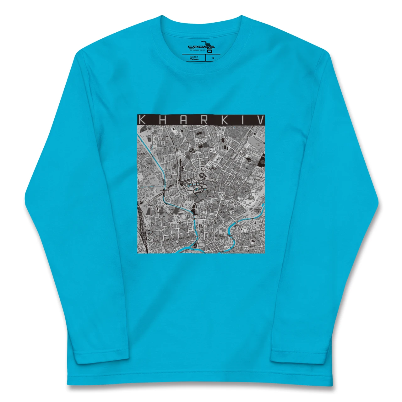 【ハルキウ(ウクライナ)】地図柄ロングスリーブTシャツ