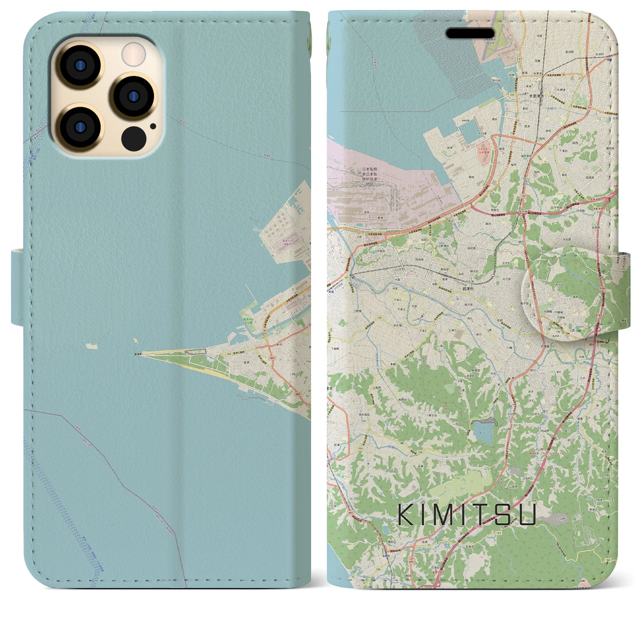 【君津(千葉県)】地図柄iPhoneケース(手帳タイプ)ナチュラル・iPhone 12 Pro Max 用