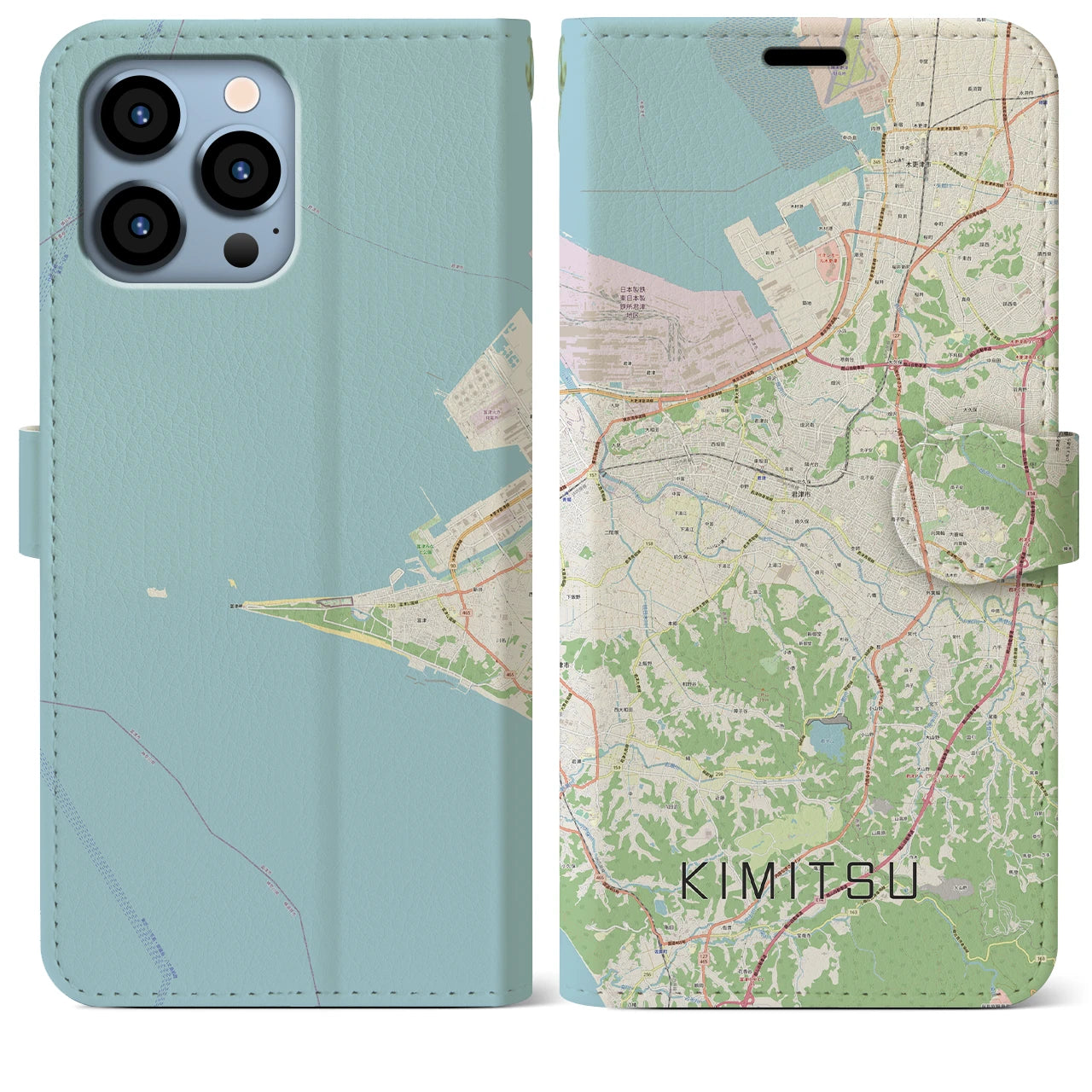 【君津(千葉県)】地図柄iPhoneケース(手帳タイプ)ナチュラル・iPhone 13 Pro Max 用