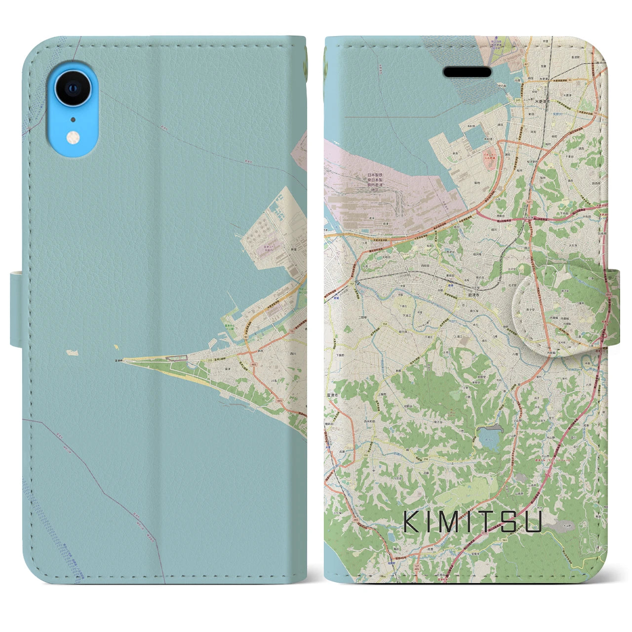 【君津(千葉県)】地図柄iPhoneケース(手帳タイプ)ナチュラル・iPhone XR 用