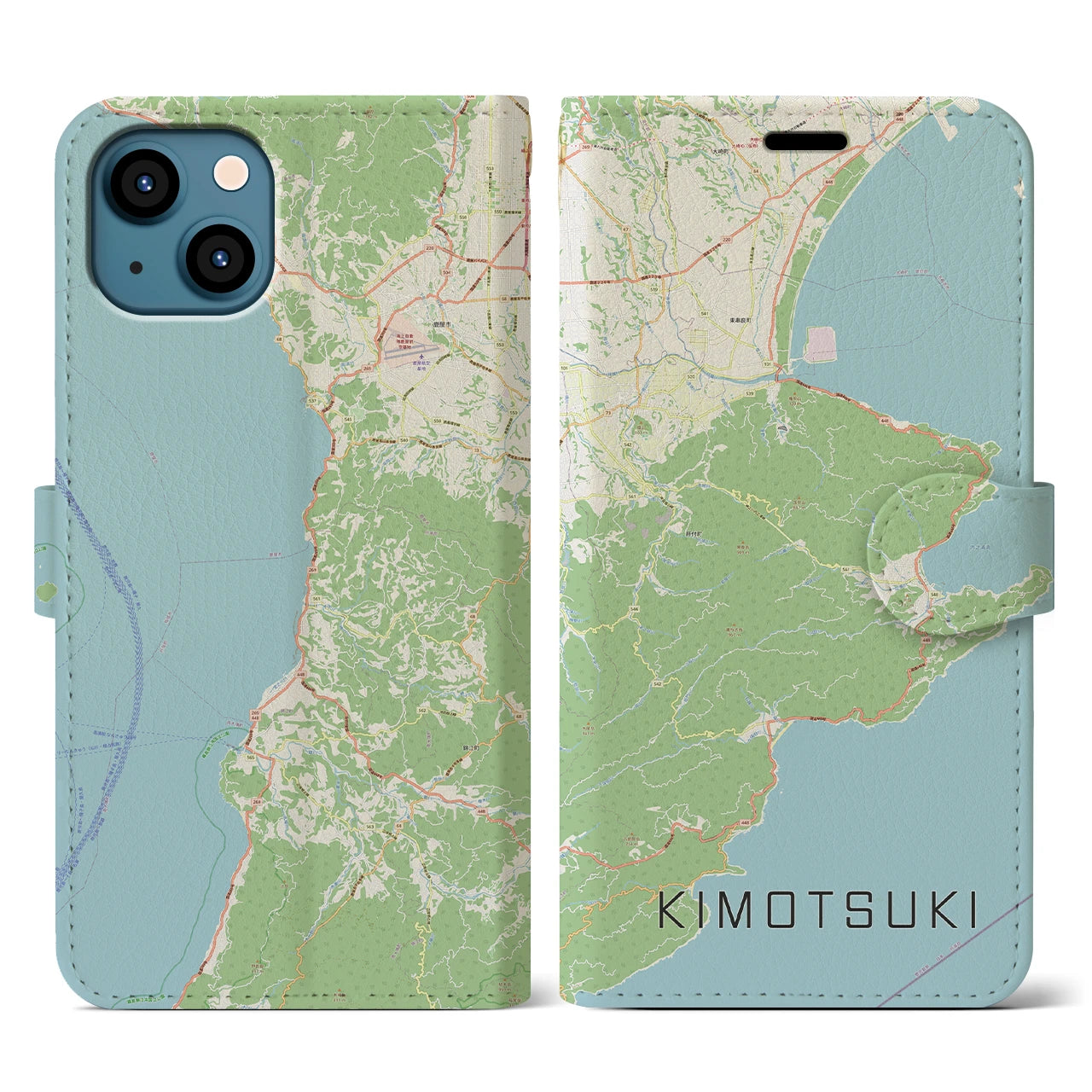 【肝付(鹿児島県)】地図柄iPhoneケース(手帳タイプ)ナチュラル・iPhone 13 用