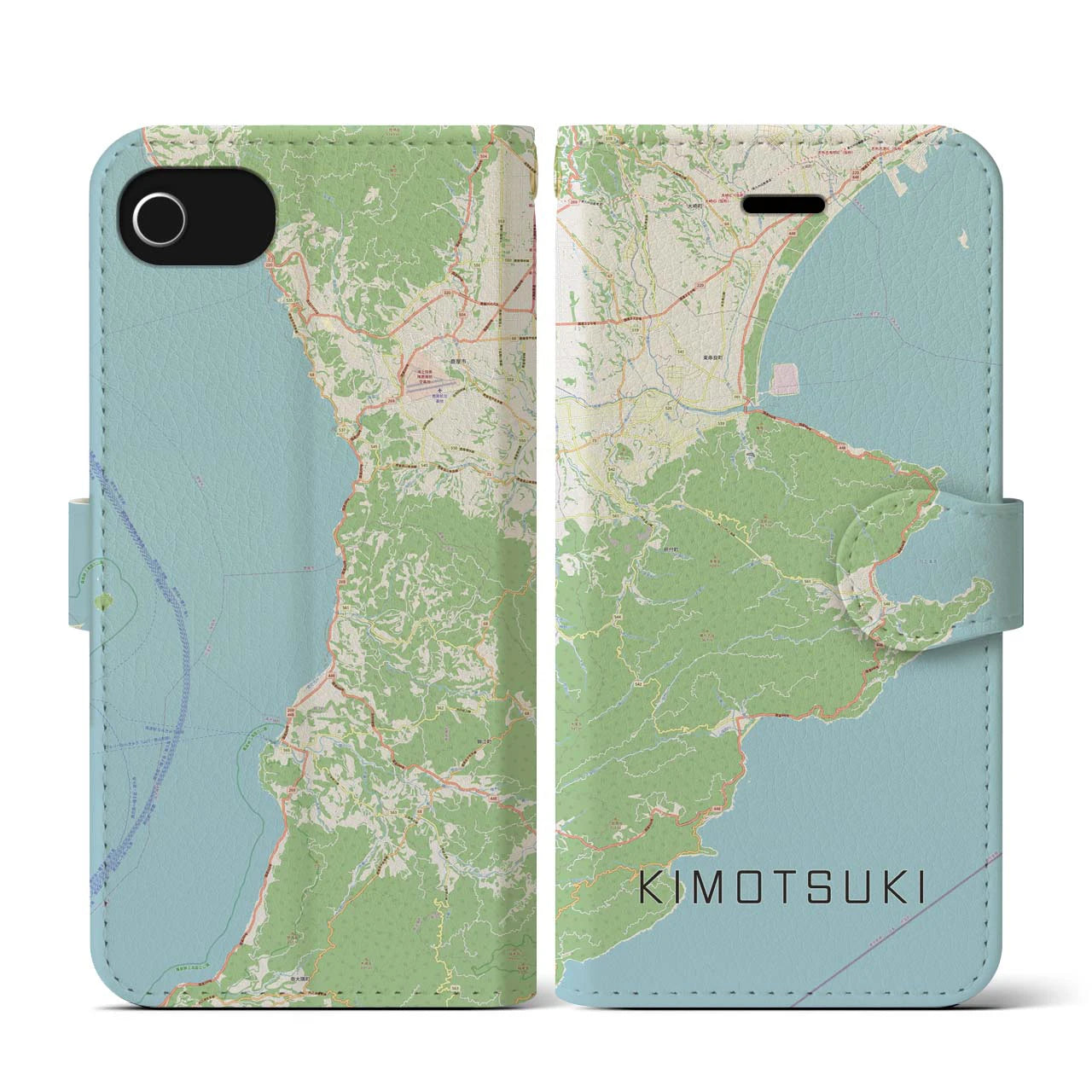 【肝付(鹿児島県)】地図柄iPhoneケース(手帳タイプ)ナチュラル・iPhone SE(第3 / 第2世代) / 8 / 7 / 6s / 6 用