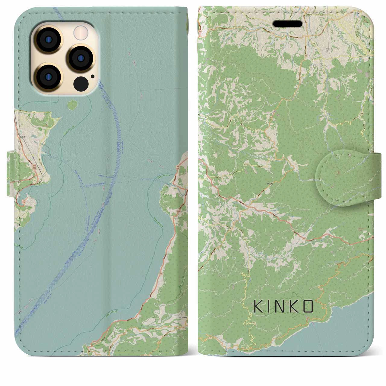 【錦江(鹿児島県)】地図柄iPhoneケース(手帳タイプ)ナチュラル・iPhone 12 Pro Max 用