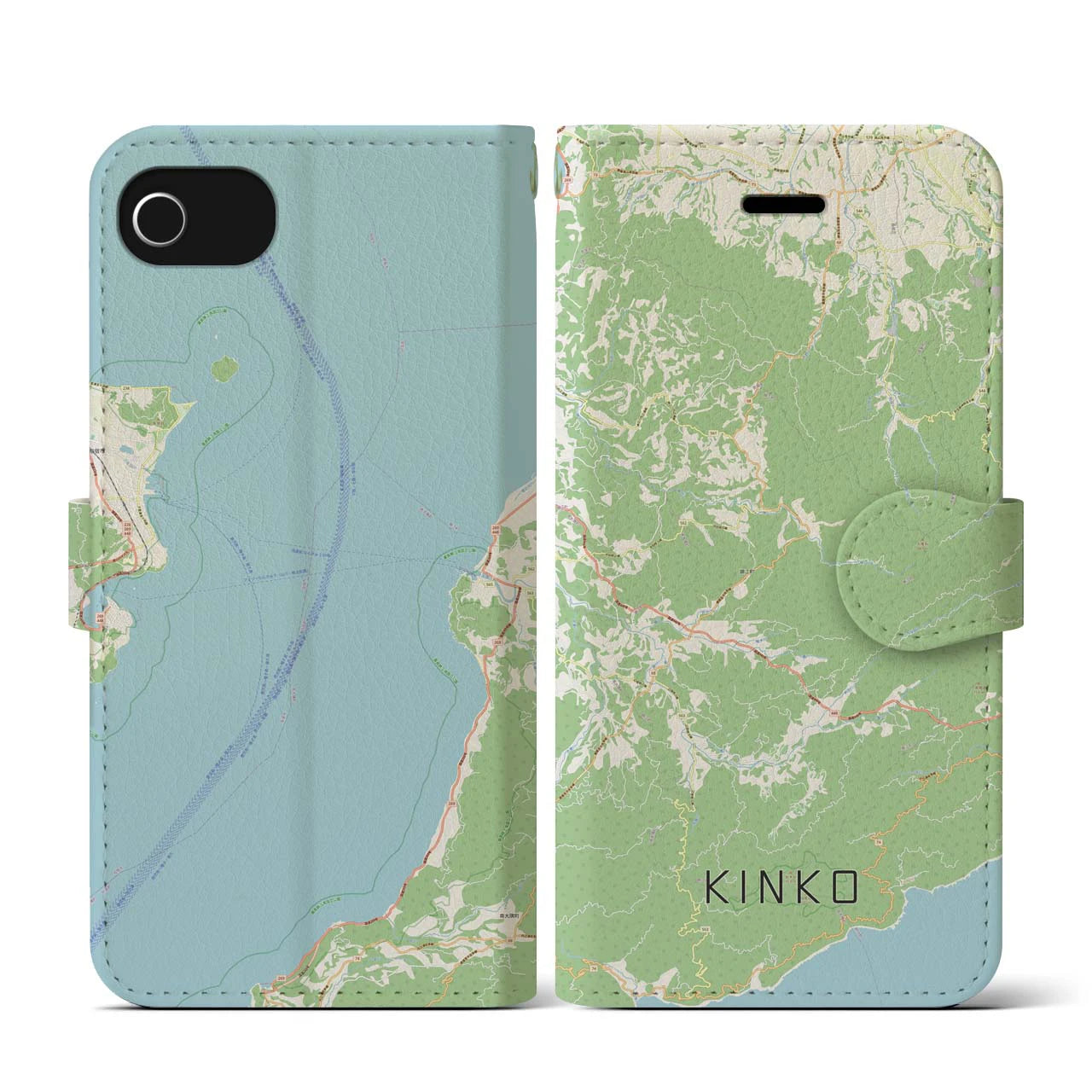 【錦江(鹿児島県)】地図柄iPhoneケース(手帳タイプ)ナチュラル・iPhone SE(第3 / 第2世代) / 8 / 7 / 6s / 6 用