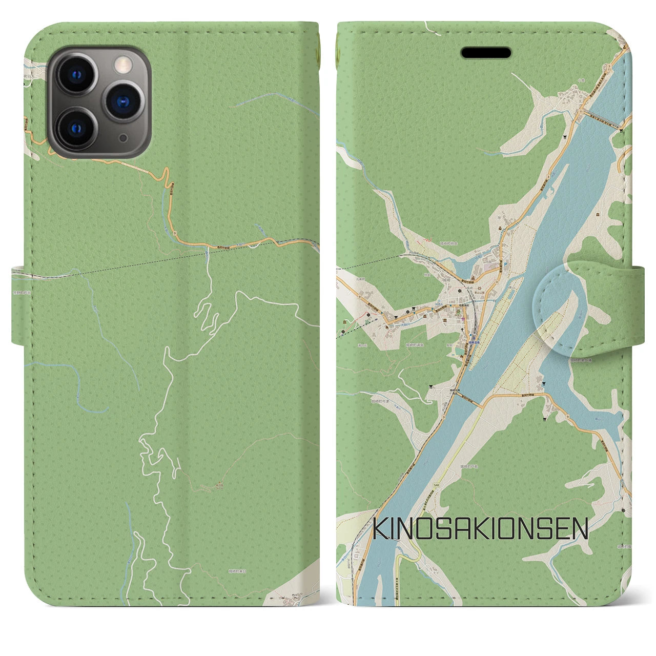 【城崎温泉(兵庫県)】地図柄iPhoneケース(手帳タイプ)ナチュラル・iPhone 11 Pro Max 用