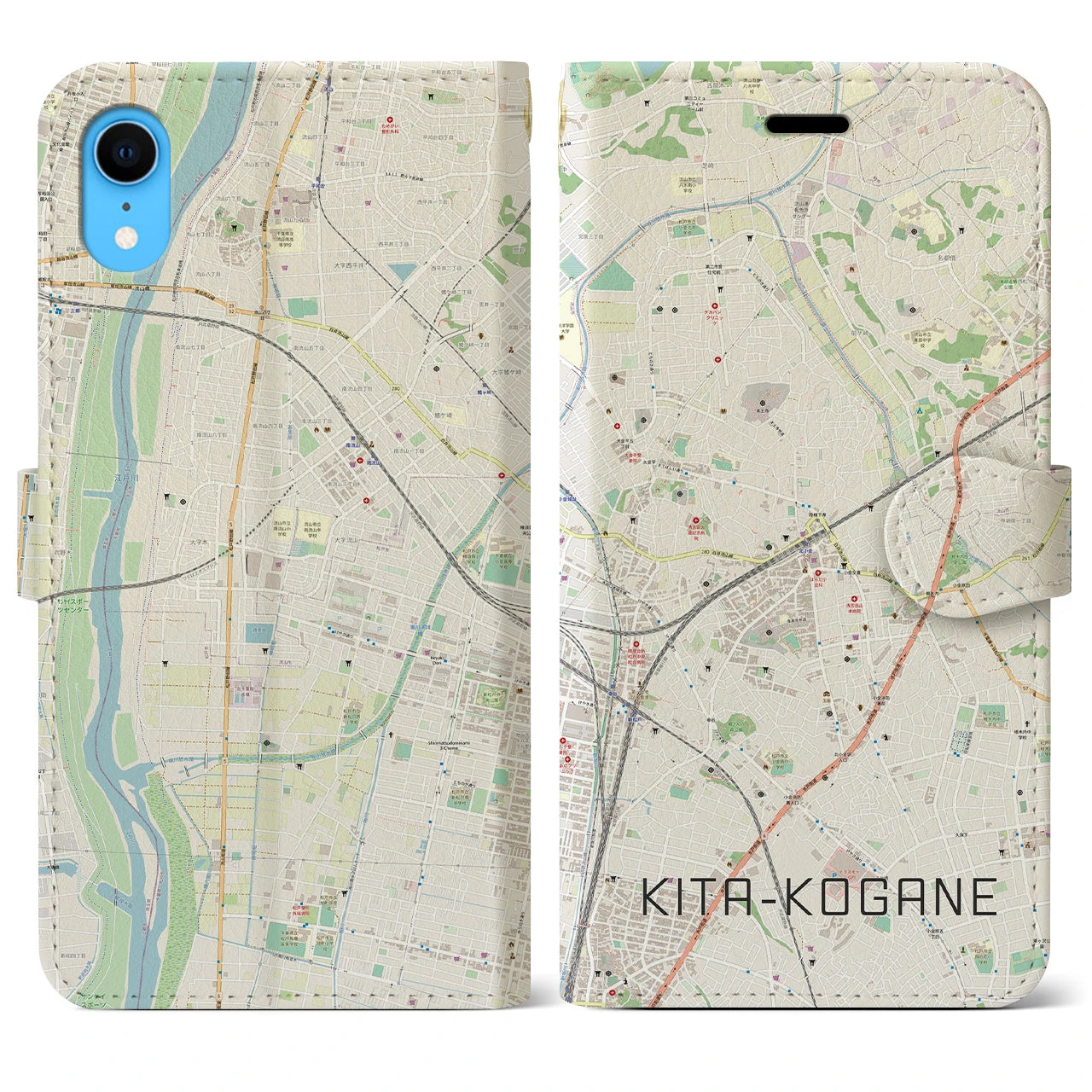 【北小金(千葉県)】地図柄iPhoneケース(手帳タイプ)ナチュラル・iPhone XR 用