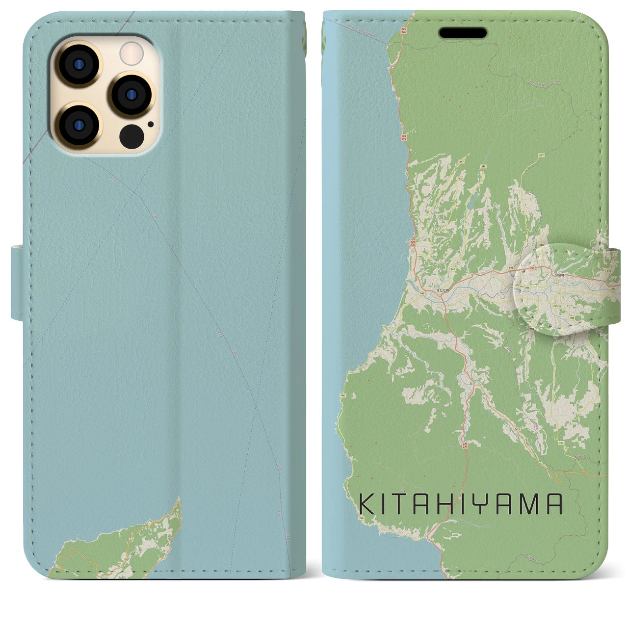 【北檜山(北海道)】地図柄iPhoneケース(手帳タイプ)ナチュラル・iPhone 12 Pro Max 用