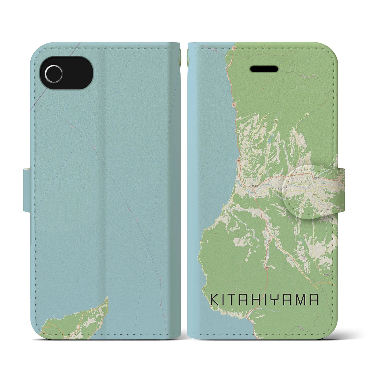 【北檜山(北海道)】地図柄iPhoneケース(手帳タイプ)ナチュラル・iPhone SE(第3 / 第2世代) / 8 / 7 / 6s / 6 用