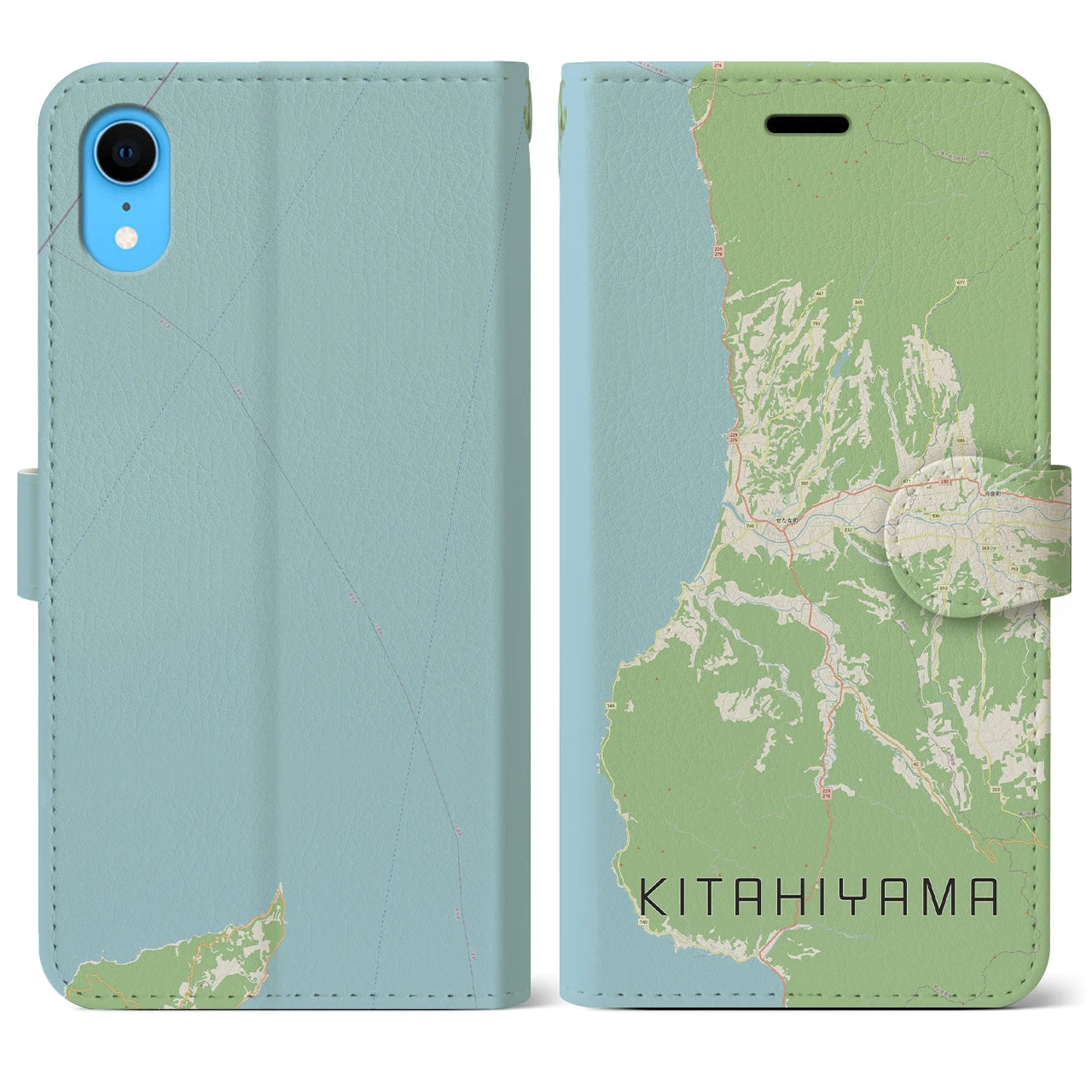 【北檜山(北海道)】地図柄iPhoneケース(手帳タイプ)ナチュラル・iPhone XR 用