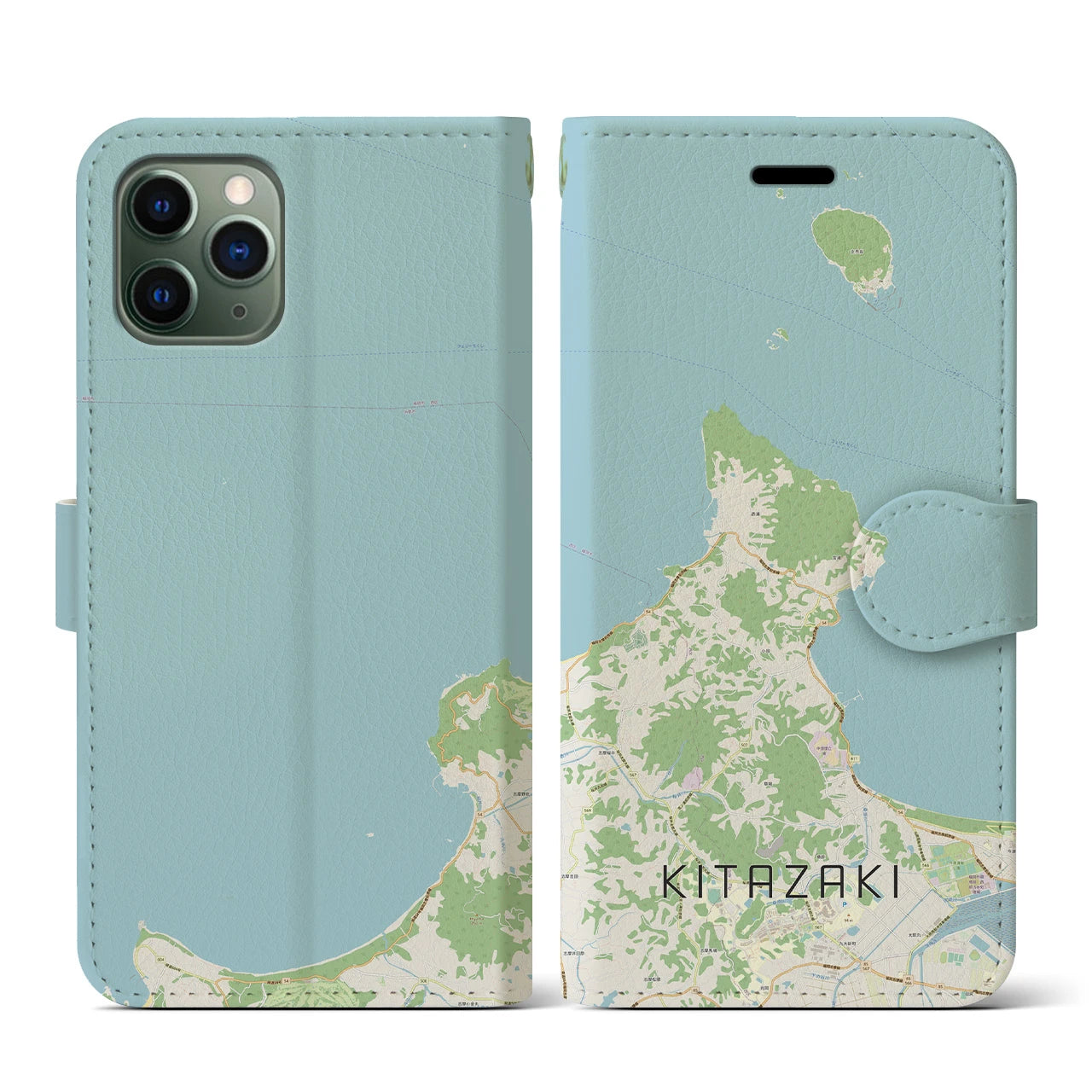 【北崎(福岡県)】地図柄iPhoneケース(手帳タイプ)ナチュラル・iPhone 11 Pro 用