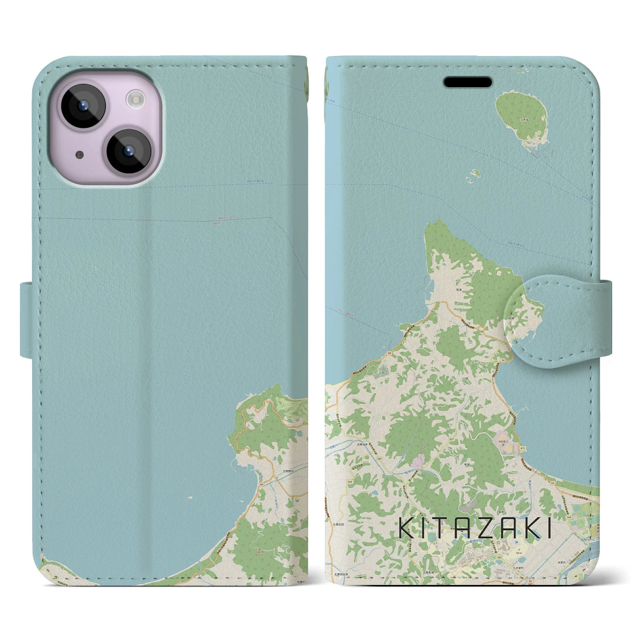 【北崎(福岡県)】地図柄iPhoneケース(手帳タイプ)ナチュラル・iPhone 14 用
