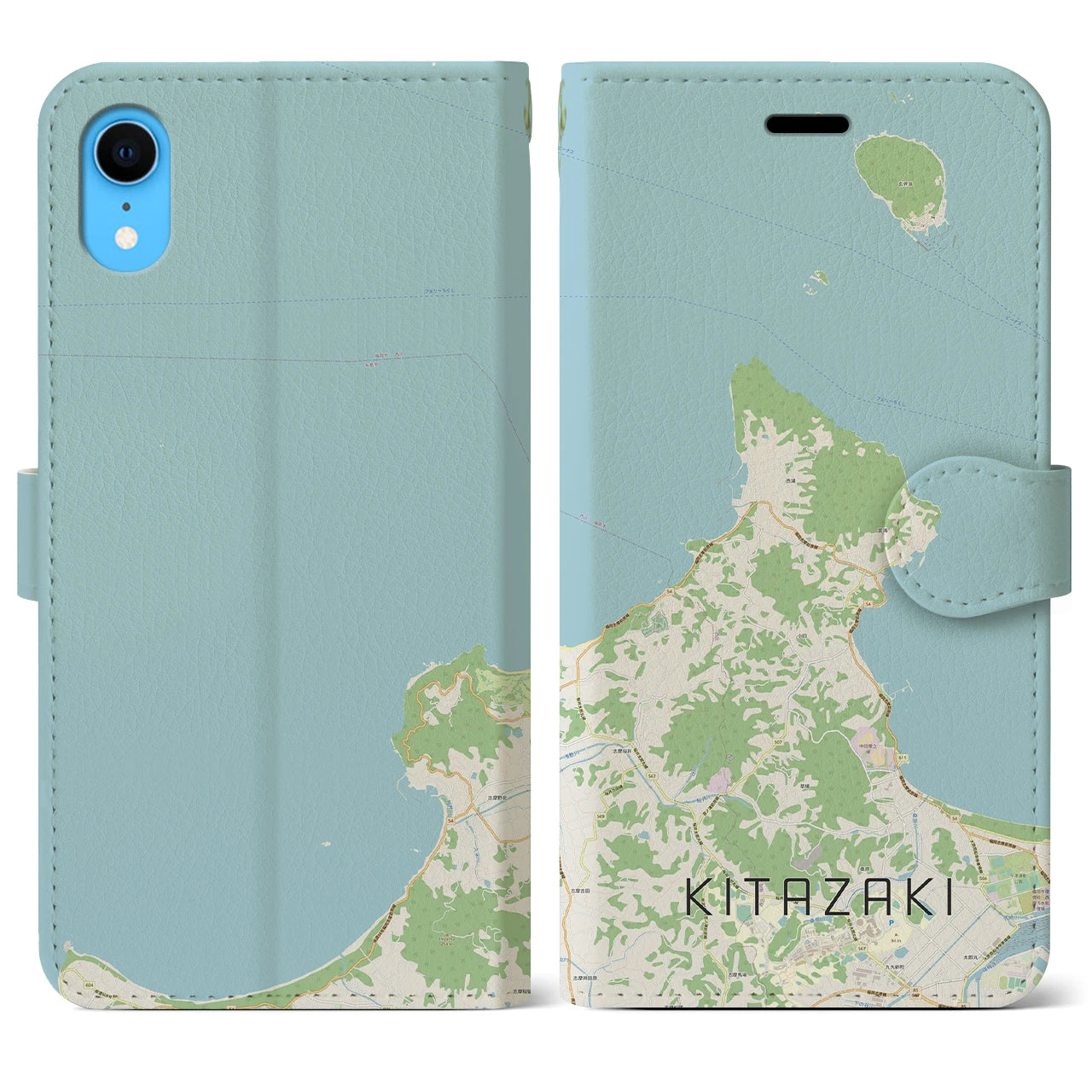 【北崎(福岡県)】地図柄iPhoneケース(手帳タイプ)ナチュラル・iPhone XR 用