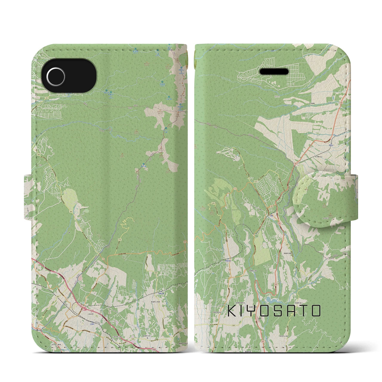 【清里(山梨県)】地図柄iPhoneケース(手帳タイプ)ナチュラル・iPhone SE(第3 / 第2世代) / 8 / 7 / 6s / 6 用