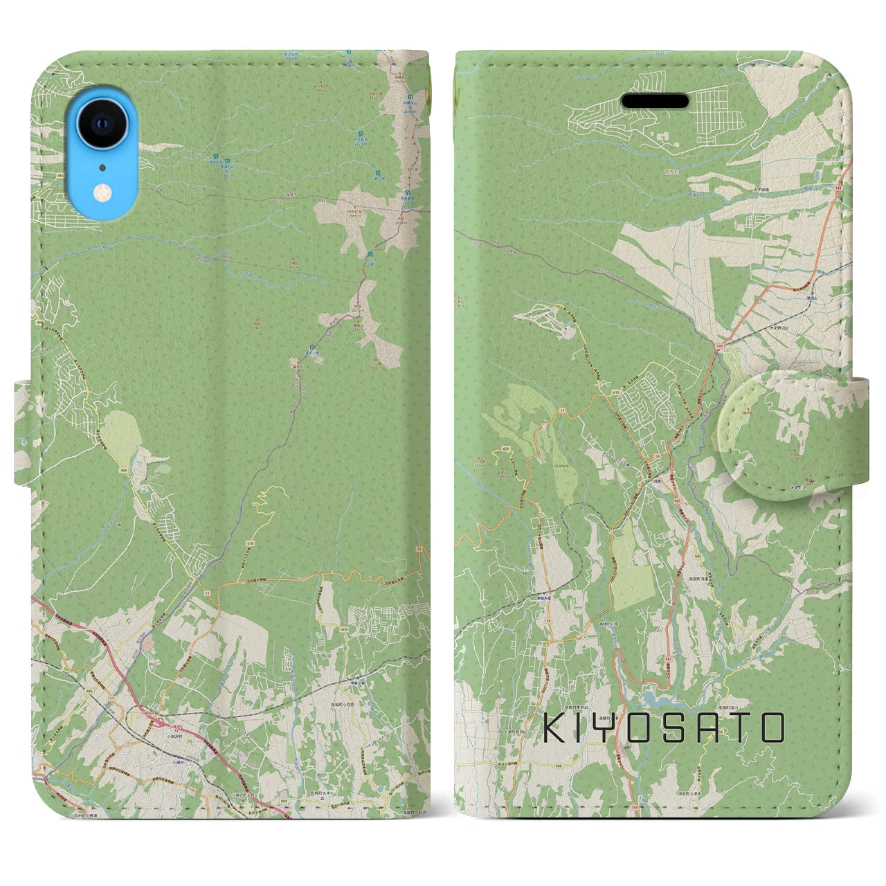 【清里(山梨県)】地図柄iPhoneケース(手帳タイプ)ナチュラル・iPhone XR 用