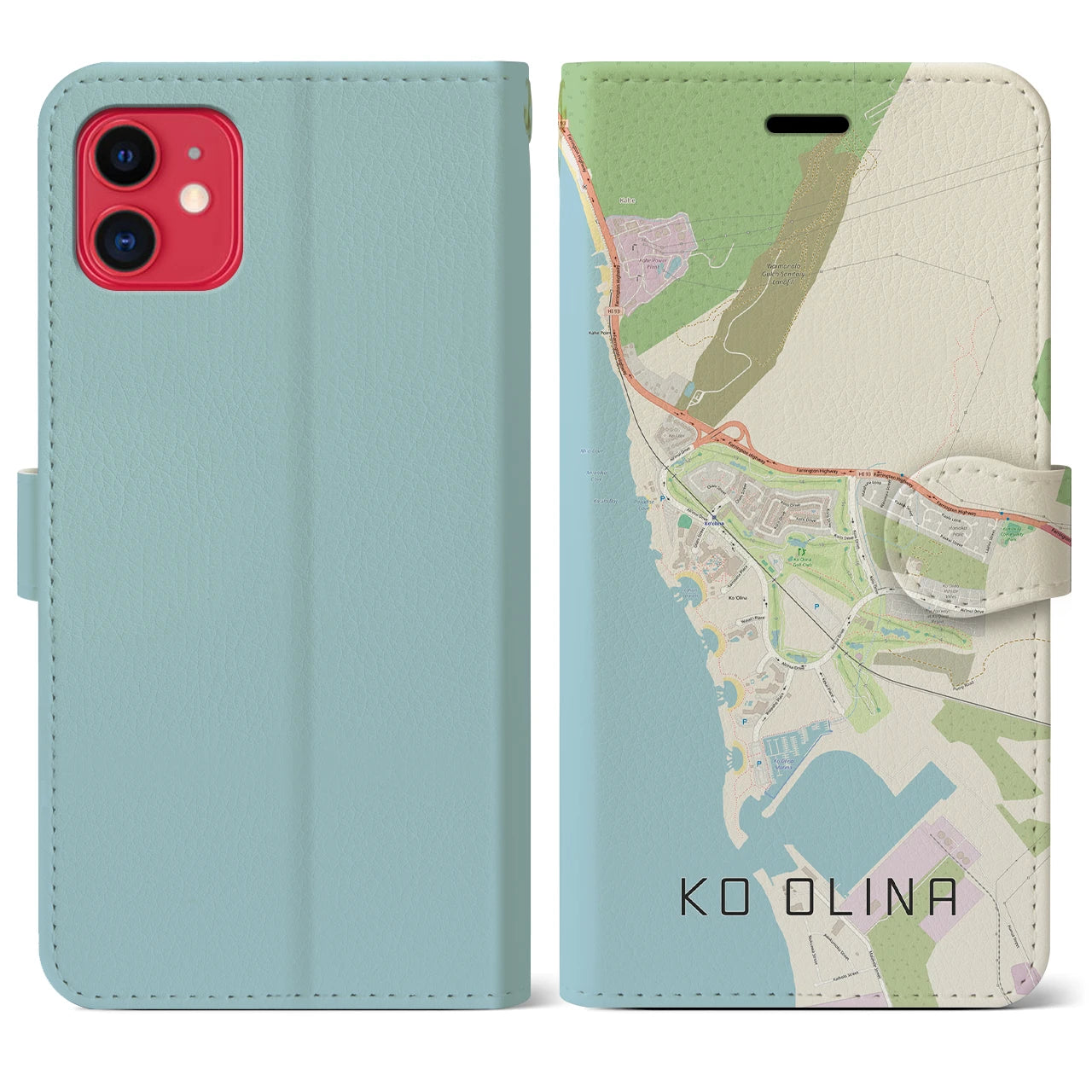 【コオリナ(アメリカ)】地図柄iPhoneケース(手帳タイプ)ナチュラル・iPhone 11 用