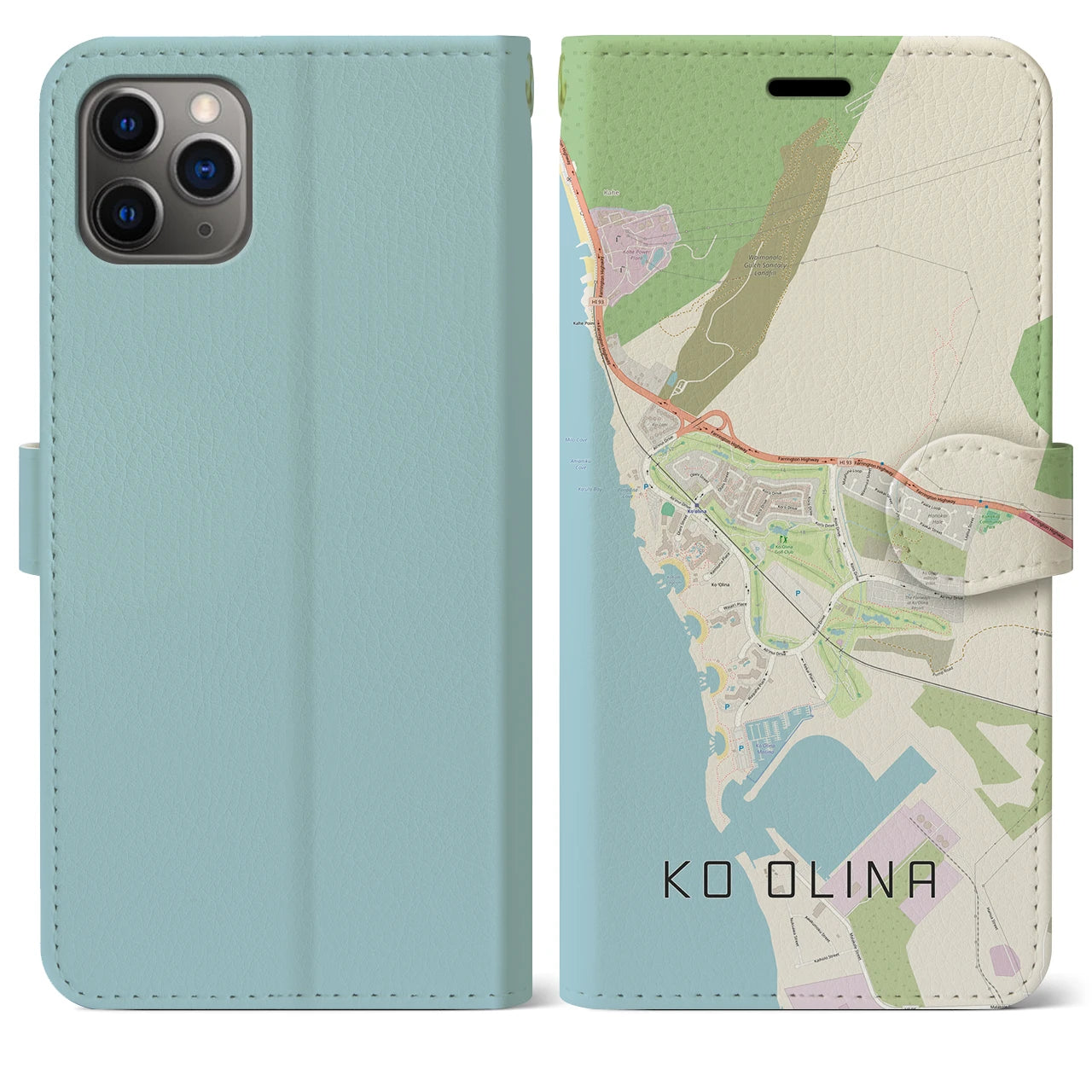 【コオリナ(アメリカ)】地図柄iPhoneケース(手帳タイプ)ナチュラル・iPhone 11 Pro Max 用