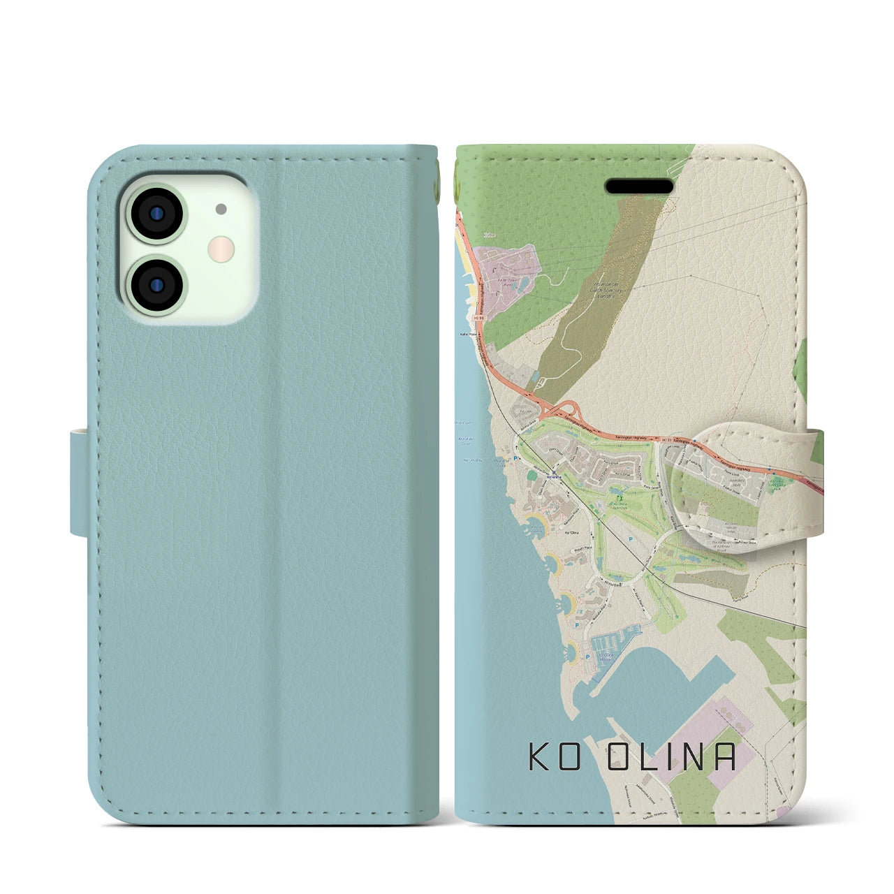 【コオリナ(アメリカ)】地図柄iPhoneケース(手帳タイプ)ナチュラル・iPhone 12 mini 用