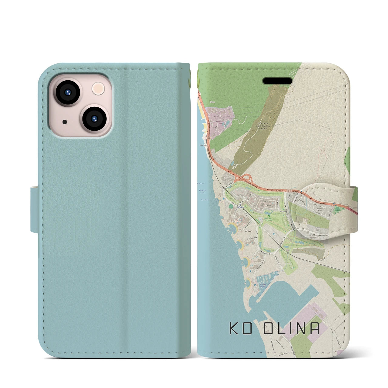 【コオリナ(アメリカ)】地図柄iPhoneケース(手帳タイプ)ナチュラル・iPhone 13 mini 用