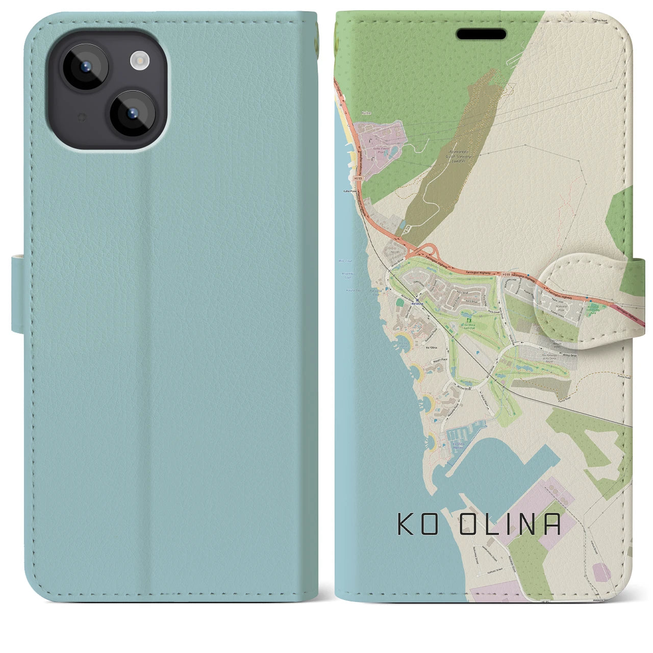 【コオリナ(アメリカ)】地図柄iPhoneケース(手帳タイプ)ナチュラル・iPhone 14 Plus 用
