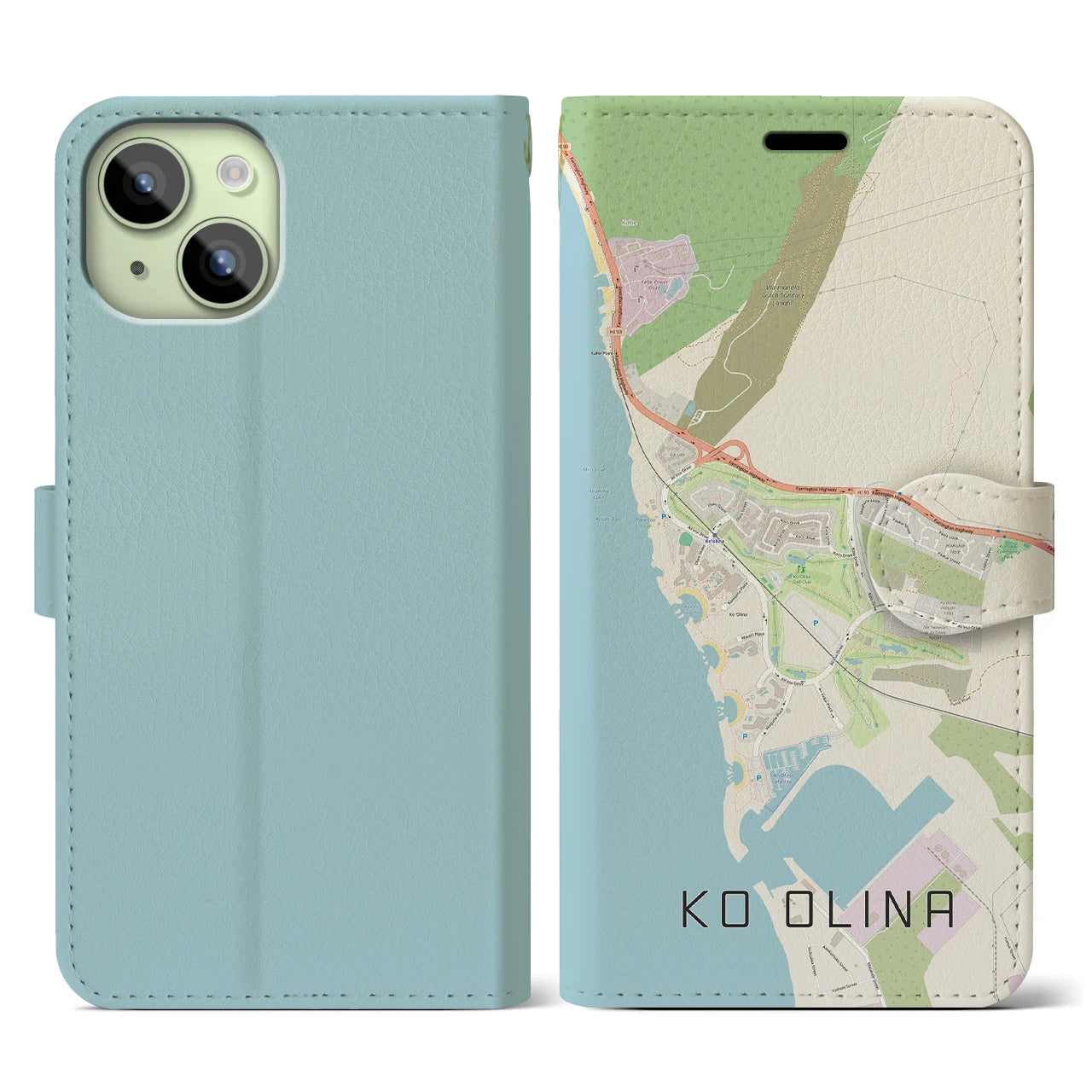 【コオリナ(アメリカ)】地図柄iPhoneケース(手帳タイプ)ナチュラル・iPhone 15 用